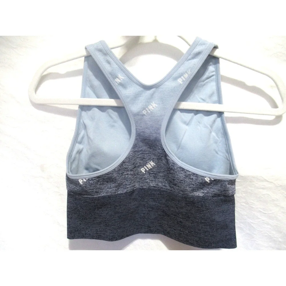 PINK Active Small Blue Seamless Lightly Lined Racer Back No Wire Sports Bra